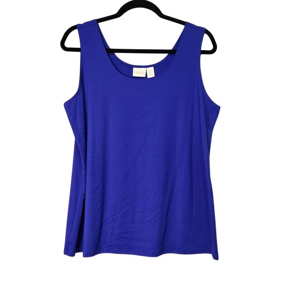 NWT Chicos Blue Knit Tank Top Size 3 Microfiber Contemporary Sleeveless Blue - Picture 1 of 8